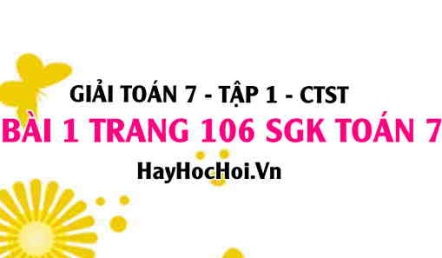 Giải bài 1 trang 106 Toán 7 Tập 1 SGK Chân trời sáng tạo